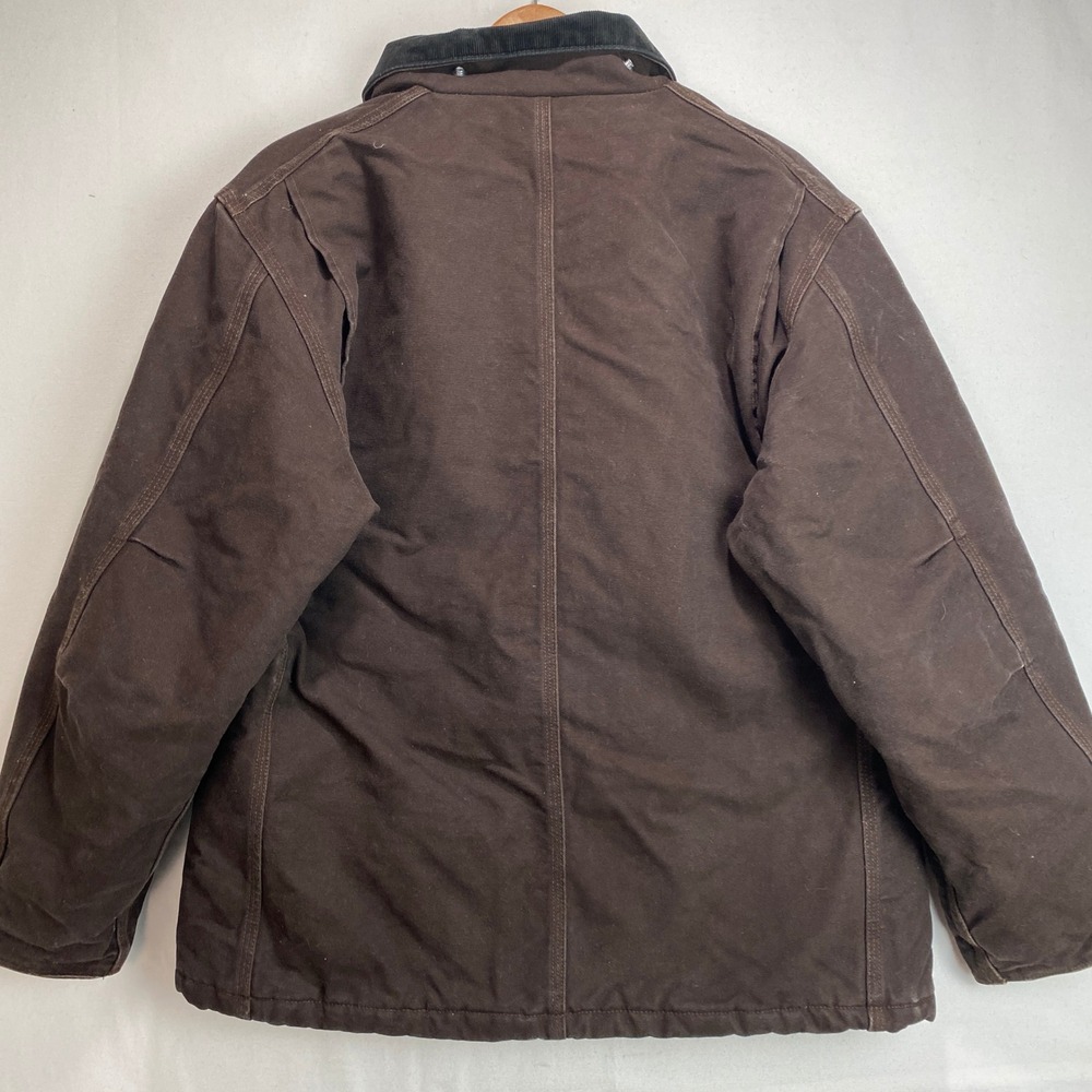VTG Carhartt RN14806 Coat Mens Medium Brown Duck Canvas Corduroy Collar Jacket - Picture 12 of 12
